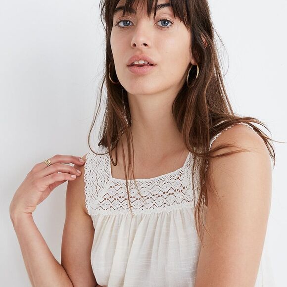 MADEWELL lightweight cotton blend beige crochet tie-back tank top, size XL - Picture 16 of 16